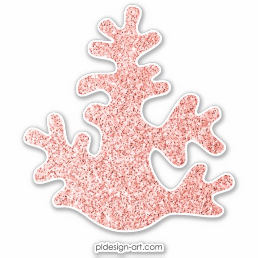 Roze koraal licht pastel sparkles glitter sticker (Voorkant)