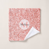 Roze koraal licht pastel sparkles Monogram Bad Handdoek (Wasdoekje)