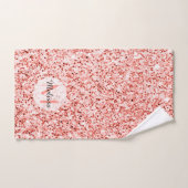 Roze koraal licht pastel sparkles Monogram Bad Handdoek (Handdoek)