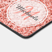 Roze koraal licht pastel sparkles Monogram Bureaumat (Hoek)
