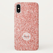 Roze koraal licht pastel sparkles Monogram Case-Mate iPhone Case (Achterkant)