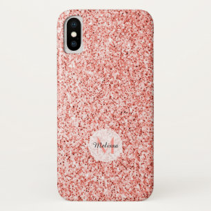 Roze koraal licht pastel sparkles Monogram Case-Mate iPhone Case