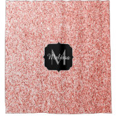Roze koraal licht pastel sparkles Monogram Douchegordijn (Voorkant)