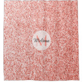 Roze koraal licht pastel sparkles Monogram Douchegordijn (Voorkant)