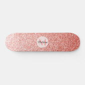 Roze koraal licht pastel sparkles Monogram Persoonlijk Skateboard (Horizontaal)