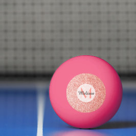 Roze koraal licht pastel sparkles Monogram Pingpongbal