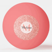 Roze koraal licht pastel sparkles Monogram Pingpongbal (Voorkant)