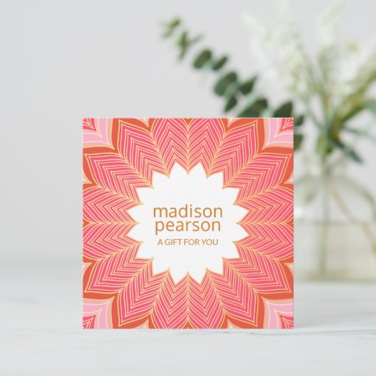 Roze Koraal Lotus Mandala Bloem Cadeaubon (Staand voorkant)