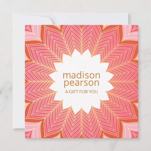 Roze Koraal Lotus Mandala Bloem Cadeaubon (Voorkant)