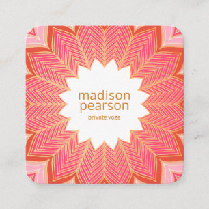 Roze Koraal Lotus Mandala Bloem Yoga Docent Vierkante Visitekaartje