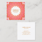Roze Koraal Lotus Mandala Bloem Yoga Docent Vierkante Visitekaartje (Voorkant / Achterkant)