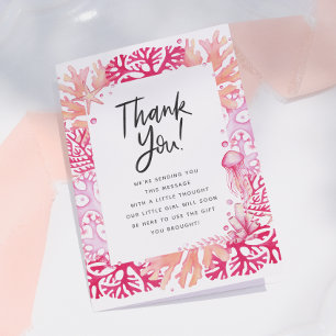 Roze Koraal Maritieme Baby Shower Dank Je Wel Bedankkaart