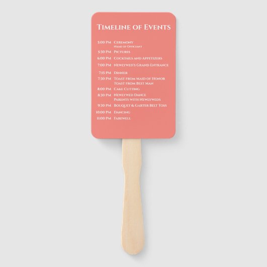 Roze koraal-modern- Monogram-bruiloft programma- Handwaaier (Achterkant)