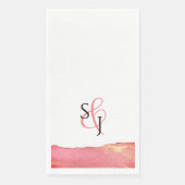 Roze Koraal Monogram Huwelijk Servet (Voorkant)
