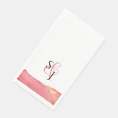 Roze Koraal Monogram Huwelijk Servet (Hoek)