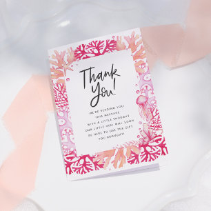 Roze Koraal Nautisch Baby shower Dank u Bedankkaart
