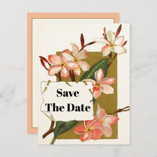 roze koraal oleander bloemig Save the Date Aankondigingskaart (Voorkant / Achterkant)