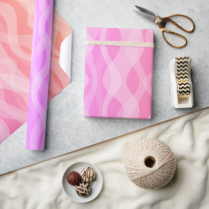 Roze Koraal Paarse Golf MCM Mid-Century Modern Cadeaupapier