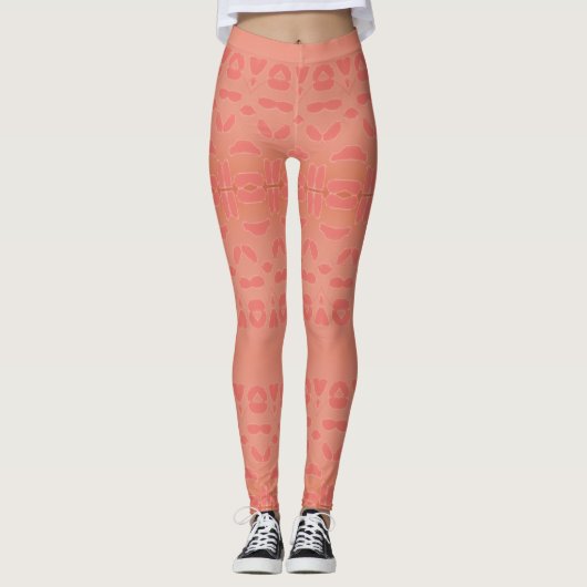 Roze Koraal Patroon Dames Leggings (Voorkant)