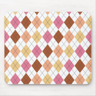 Roze, koraal, perzikkleurig en bruin argyle Preppy Muismat