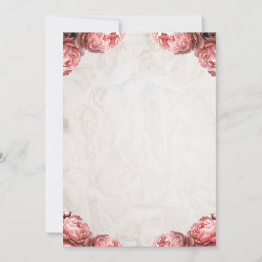 Roze Koraal Pioen Mason Jar Rustiek Vrijgezellenfe Kaart (Achterkant)