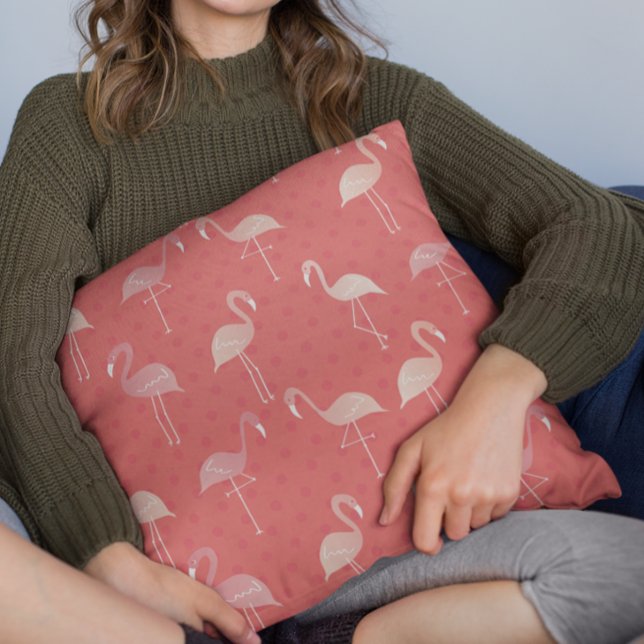 Roze Koraal Rode Flamingo Naadloos Patroon Kussen (Creator heeft geüpload)