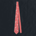 Roze Koraal Rode Flamingo Naadloos Patroon Stropdas<br><div class="desc">Roze flamingovogel op subtiele koraalrode stippen achtergrondontwerp.</div>
