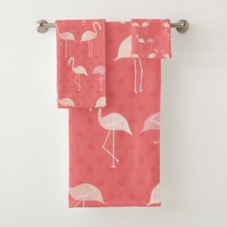 Roze koraal rood flamingo naadloos patroon bad handdoek