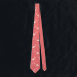 Roze koraal rood flamingo naadloos patroon stropdas<br><div class="desc">Roze flamingo vogel op subtiele rode koraalstippen achtergrondontwerp.</div>