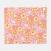 Roze Koraal Rood Sinaasappel Wit Bloemen Art Patro Fleece Deken (Voorkant (Horizontaal))