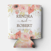 Roze koraal Roos en goudbladeren Blikjeskoeler (Achterkant)