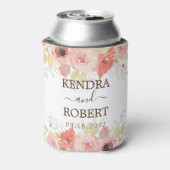 Roze koraal Roos en goudbladeren Blikjeskoeler (Blikje Achterkant)