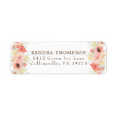 Roze koraal Roos en goudbladeren Etiket (Voorkant)