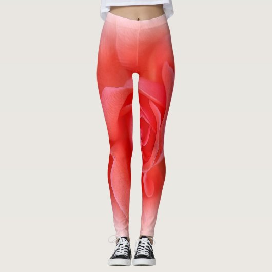 roze koraal roos leggings (Voorkant)