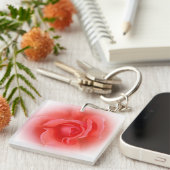 roze koraal roos sleutelhanger (Voorkant Rechts)