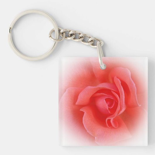 roze koraal roos sleutelhanger (voorkant)