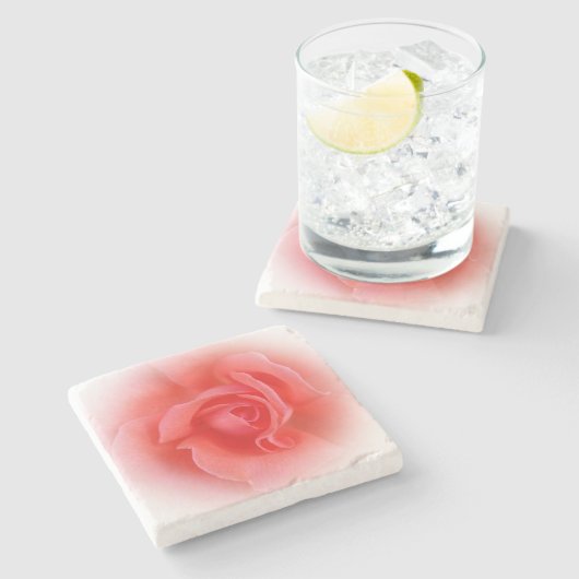 roze koraal roos stenen onderzetter (Zijkant)
