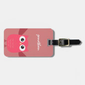 Roze & Koraal Schattigee Cartoon Uil Bagagelabel (Voorkant horizontaal)