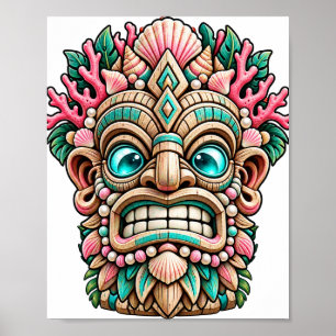 Roze Koraal Tiki Poster