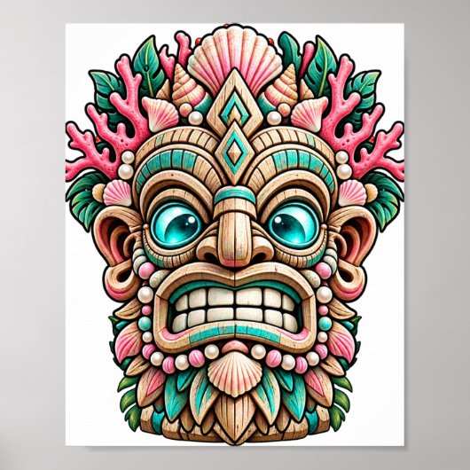 Roze Koraal Tiki Poster (Voorkant)