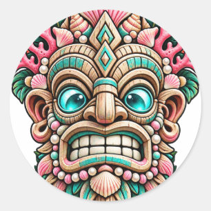 Roze Koraal Tiki Sticker