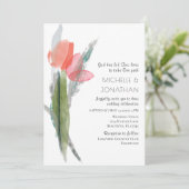 Roze koraal Tulps Modern Floral Christelijk huweli Kaart (Staand voorkant)