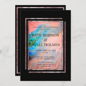 Roze koraal Turquoise Agate Wedding Party Invite Kaart (Voorkant / Achterkant)