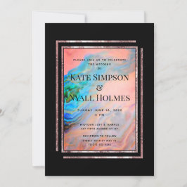 Roze koraal Turquoise Agate Wedding Party Invite Kaart