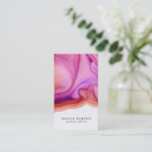 Roze Koraal Waterverf Agaat Make-up Artist Visitekaartje (Staand voorkant)