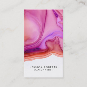 Roze Koraal Waterverf Agaat Make-up Artist Visitekaartje