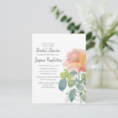 Roze Koraal Waterverf Bloem Boho Bruiloft Borrel Kaart (Staand voorkant)