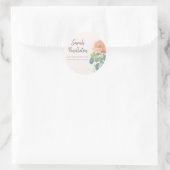 Roze koraal Waterverf Floral Boho Style Adres Ronde Sticker (Tas)