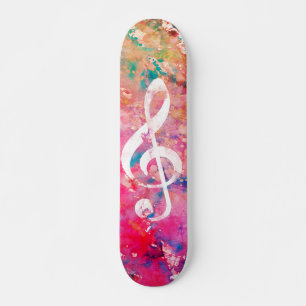 Roze koraal Waterverf Verf Muziek Opmerking Treble Persoonlijk Skateboard