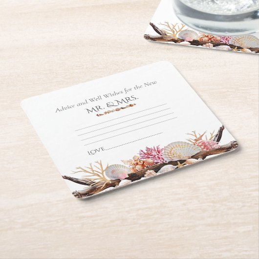  Roze Koraal Zee Schelpen Parels Zeesterren Drijfh Kartonnen Onderzetters (Schuin)